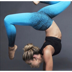 Splits59 Kym Rave Blue Splatter Ombre Mid Rise Legging- Size Medium